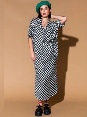 NWT Dressed in Lala checkered skirt set (S)